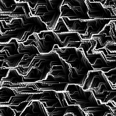 Seamless flowing white particles on black background. Illustration.