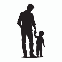 father and son silhouette vector