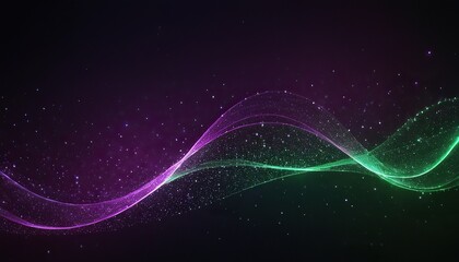 Digital light purple and green background light green particles wave and light abstract background 161