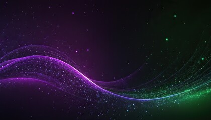 Obraz premium Digital light purple and green background light green particles wave and light abstract background 161