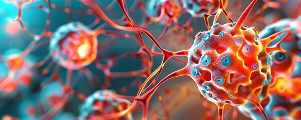 close-up of a cone cell, focusing on its tapered shape and photopigment segments, with detailed cellular connections, providing clear copy space for text