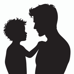 father and son silhouette vector