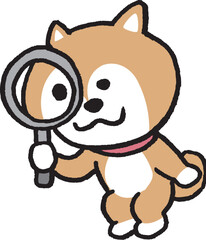 二頭身でシンプルでかわいい柴犬のキャラ素材