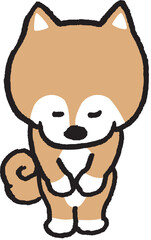 二頭身でシンプルでかわいい柴犬のキャラ素材