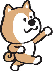 二頭身でシンプルでかわいい柴犬のキャラ素材