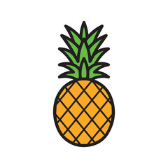 Pineapple natural food icon. Freshness sweet art vector design.