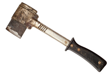 Powerful electric soldering iron isolated on a white background. An old large electric soldering iron.