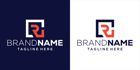 Creative CR Letter Square Logo Design, Design Inspiration, Illustration, Vector