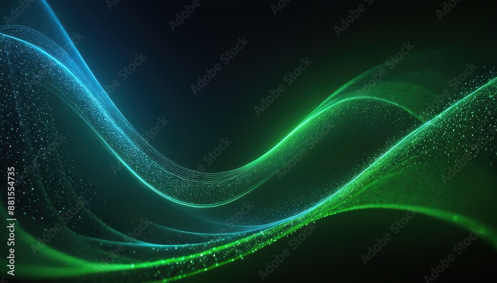 Canvas Prints abstract green and blue particle background. flow wave with dot landscape. digital data structure. f