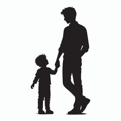 father and son silhouette vector