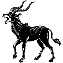 Antelope roars Full Leanth vector silhouette illustration