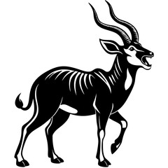Antelope roars Full Leanth vector silhouette illustration