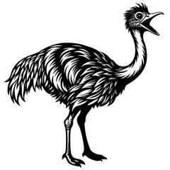 A Emu roars Full Leanth vector silhouette illustration