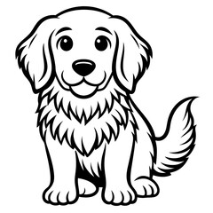 Chibi style, golden retriever vector silhouette illustration