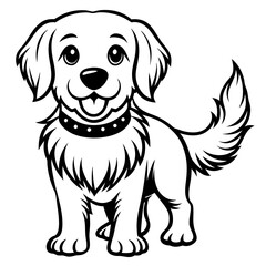 Chibi style, golden retriever vector silhouette illustration