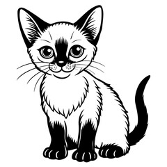 Siamese kitten vector silhouette illustration