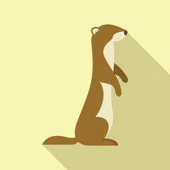 Brown weasel standing on two legs, minimalist vector illustration
