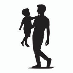 father and son silhouette vector