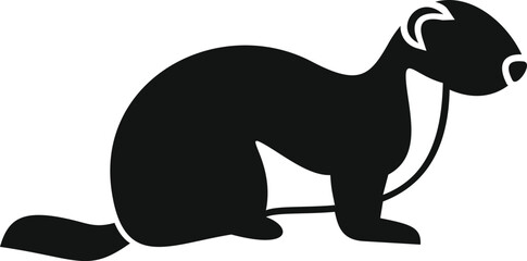 Simple black silhouette of a ferret standing on four legs