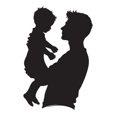 father and son silhouette vector