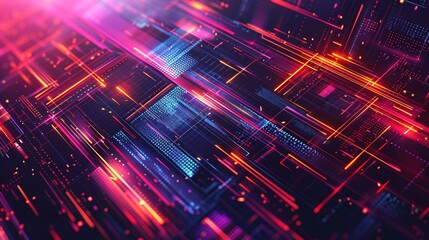 Obraz premium a modern technology abstract background with sleek lines, geometric shapes, and a futuristic color palette.