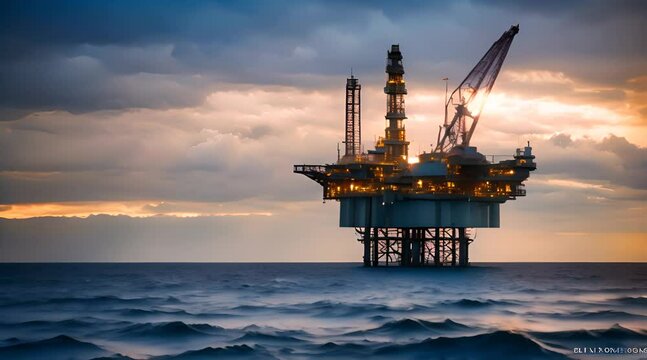 Sea industrial technology oil rig middle of the sea