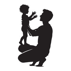 father and son silhouette vector