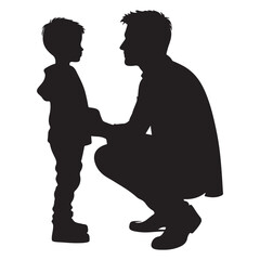father and son silhouette vector