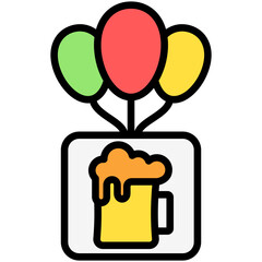 Party Balloons lineal multi color icon, related to oktoberfest, German traditional theme. use for UI or UX kit, app and web development.