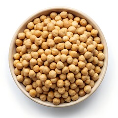 Top View of Fresh Raw Chickpeas in a Bowl Perfect for Healthy Recipes, Vegan Cuisine, and Nutritional Diets