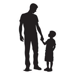 father and son silhouette vector