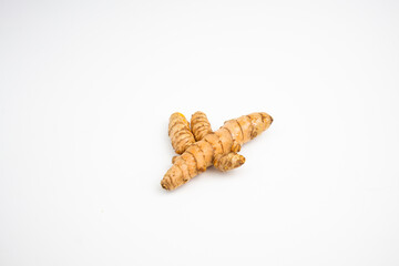 single turmeric. typical Indonesian, isolated on a white background.