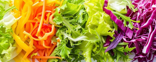 Vibrant photo of a colorful salad with cultivated greens, symbolizing healthy eating, Diet, Healthy salad