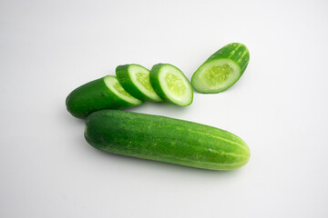 Fresh cucumber slices. isolated in white background