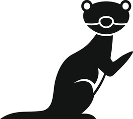 Black silhouette of a friendly ferret standing up