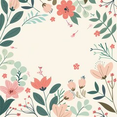 Obraz premium Thank you card, floral pattern with pastel colors, flat design illustration