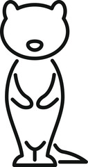 Simple icon of a meerkat standing on two legs, minimalist line art style