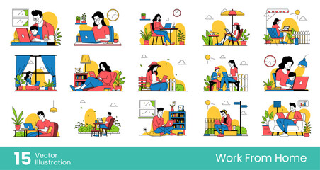 Naklejka premium Work From Home