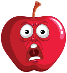 Red apple with an angry expression