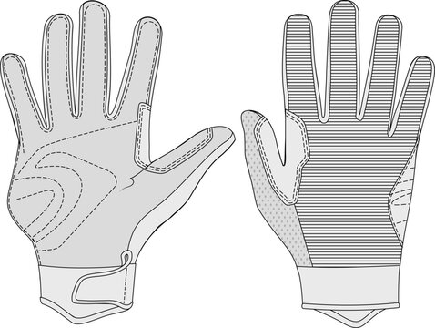 Cycling Glove flat sketch vector illustration technical cad drawing sport accessory template	