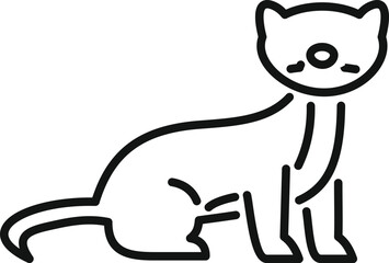 Simple black and white line drawing of a ferret sitting and looking forward, great for a pet store logo