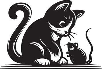 The Rat and the Cat are busy with very important meetings. vector art illustrations .