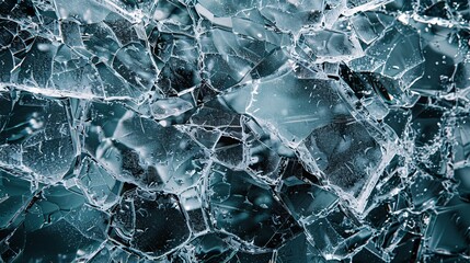 Naklejka premium a detailed macro top shot of shattered ice, revealing unique textures and shapes in a close-up view.