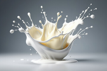 White abstract splash of milk 3D rendering