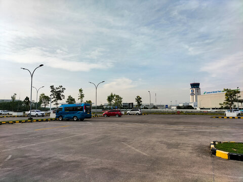 Parking area at Ahmad Yani International airport Semarang. Random focus. 
