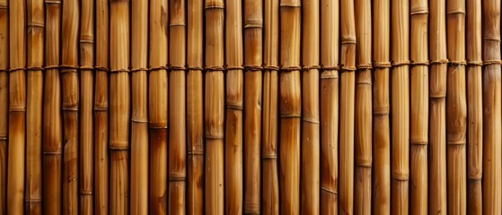 Fototapeta premium Panoramic close-up, high detail scan of bamboo curtain texture, Generative AI