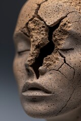 Close-up of cracked and weathered stone face