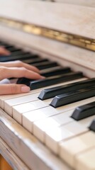 Fototapeta premium Couples hands playing a piano duet, harmonious moment, Romantic, Relationship