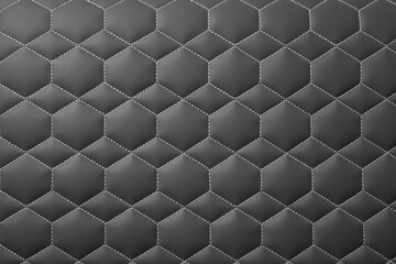 Fototapeta premium Leather stitched hexagon or honeycomb and diamond shape pattern, Gray shiny texture or background with bumps, abstract wallpaper