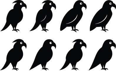 
parrot silhouettes, Parrot birds silhouette vector set
